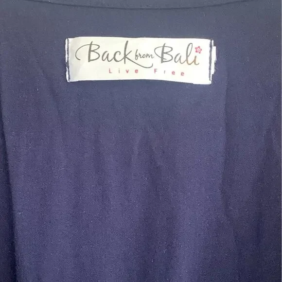 Back From Bali Blue V Neck with Embellishments Maxi Dress Short Sleeves Small - Picture 5 of 13